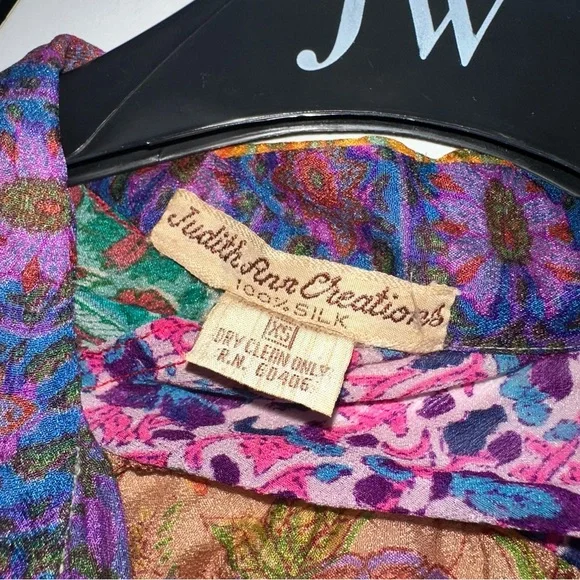 100% Silk Bohemian Patchwork Button Down Shirt - Picture 3 of 3